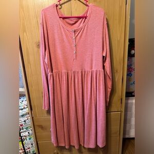 Plus size pink long sleeve dress